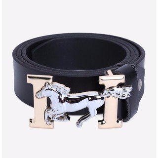 Thắt lưng nam da bò khóa h đính ngựa dah2 d45kbh02 màu đen