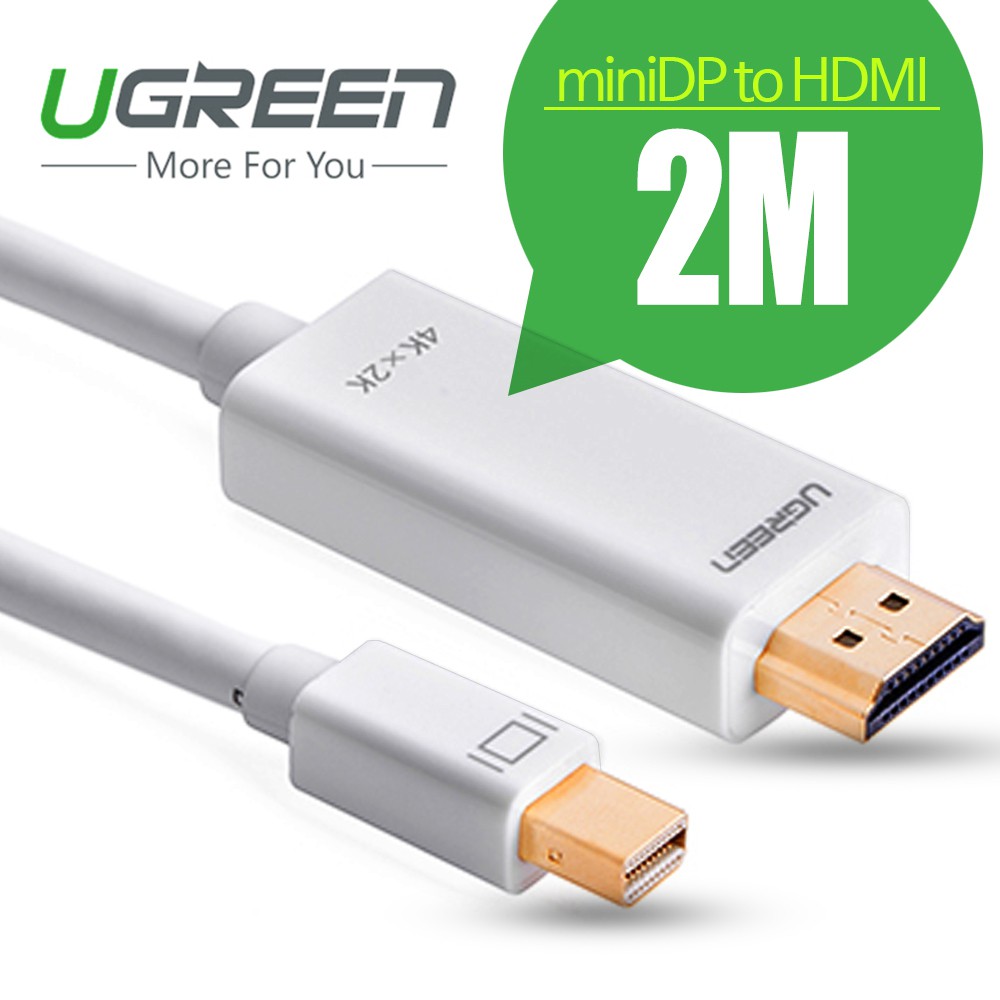 Cáp Mini DisplayPort (Thunderbolt 2) to HDMI 2m Hỗ Trợ 4k*2K Ugreen 10452 Chính hãng