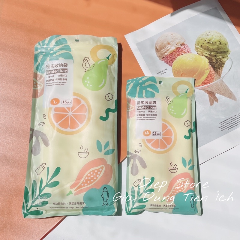 Túi zip đựng thực phẩm ❤️SALE❤️ Túi đựng Set 3 hộp có ô ghi tên sa có thể tái sử dụng