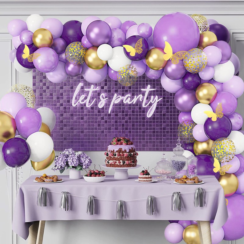 Bộ Bong Bóng Hình Bướm Màu Hồng Tím Dùng Trang Trí Tiệc Sinh Nhật