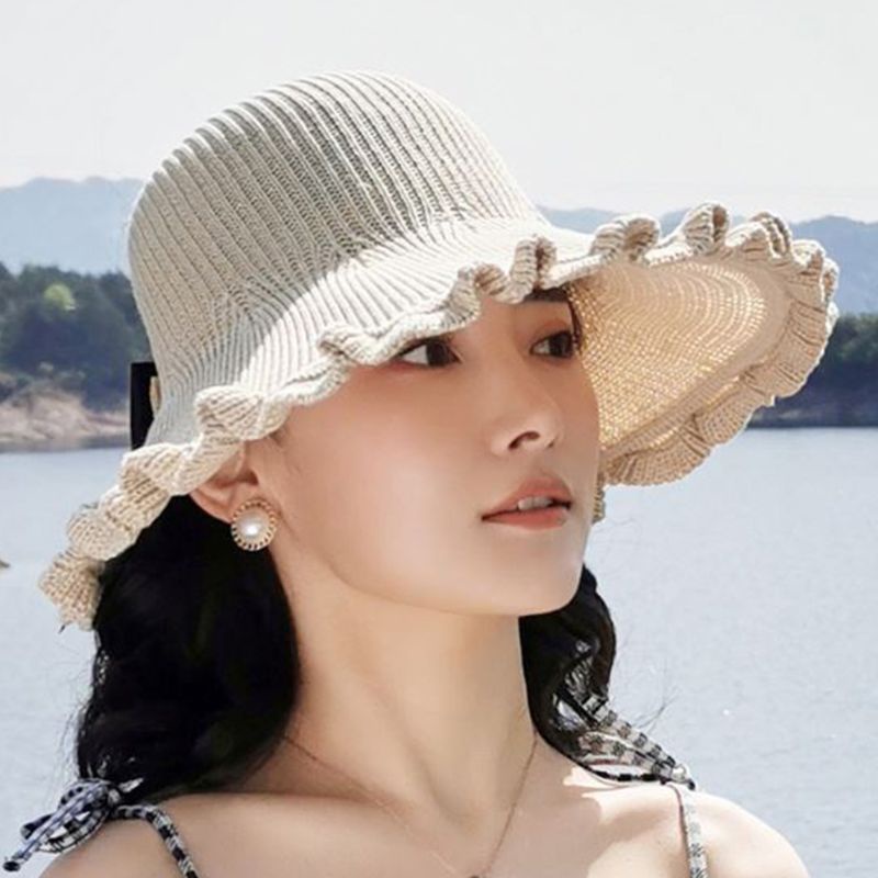 Mũ Chống Nắng Đính Nơ Phối Lỗ Buộc Tóc Đuôi Ngựa Thời Trang Mùa Hè Cho Nữ