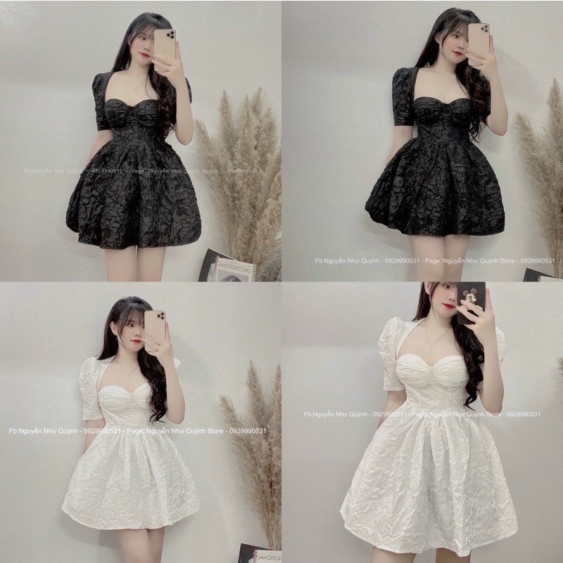 ĐẦM CỔ VUÔNG TAY PHỒNG DÁNG NGẮN XOÈ CHẤT GẤM CAO CẤP ( có mod ) ALOHASHOP91