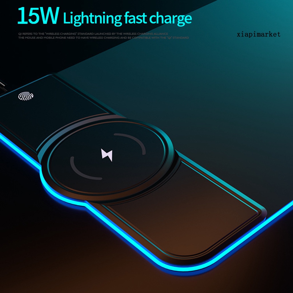 LOP_K9186 Mouse Mat Multifunctional Fast Charging 15W RGB Gaming Wireless Charging Computer Mousepad for Home