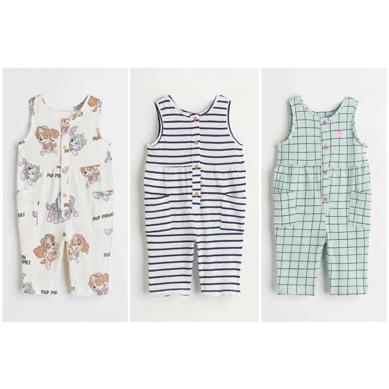 (H&M CHÍNH HÃNG) Romper cotton khuy dọc sát nách vợt sale