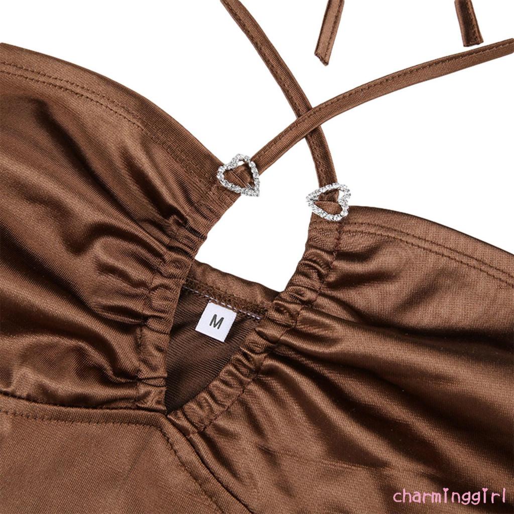 Áo croptop hai dây màu trơn gợi cảm cho nữ