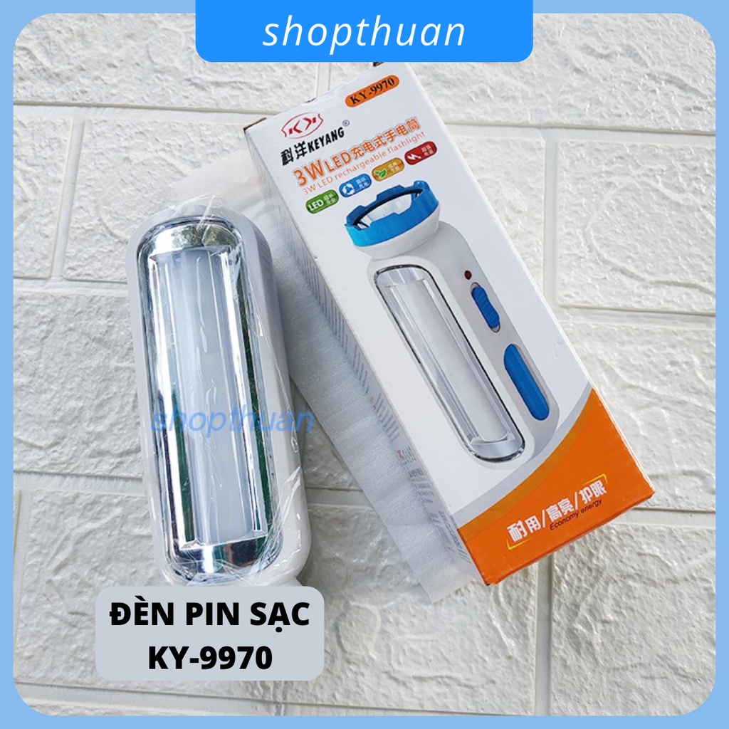 Đèn Pin Sạc 2 Trong 1 Keyang KY-9970 - Kích thước 16 x 5 x 5cm
