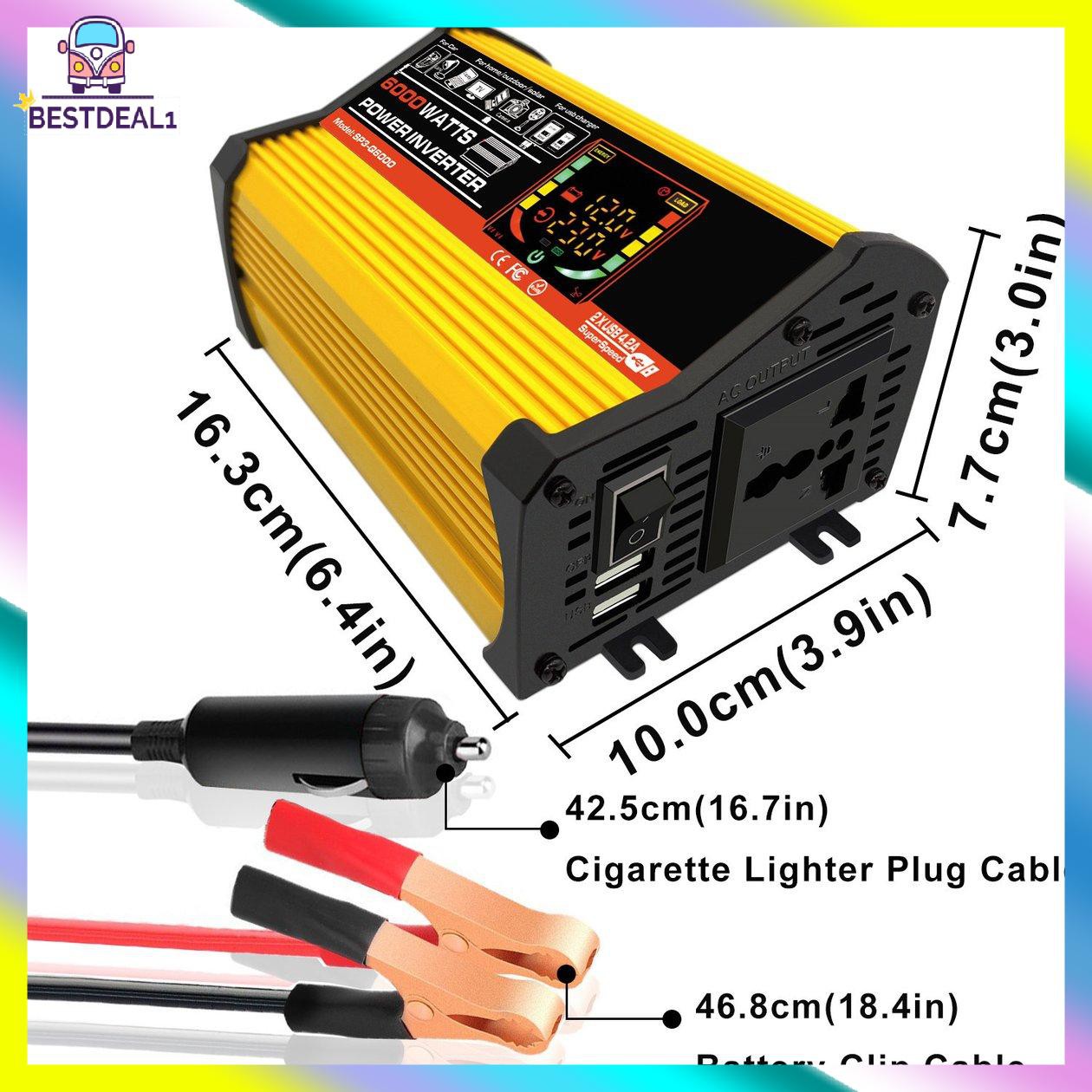 Bộ Biến Tần Thông Minh 6000w 12v Sang 220v / 110v Cho Xe Ô Tô