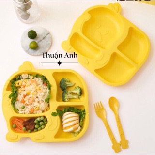 Khay ăn dặm 6 chi tiết hình Gà kèm thìa dĩa