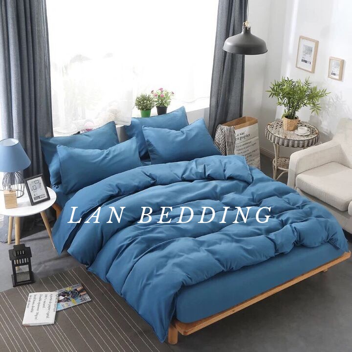 Bộ Chăn Drap Gối Cotton Xuất Nhật Cao Cấp Gồm Drap 3 Áo Gối và Chăn Trần Bông 2mx2m2 Lan Pham