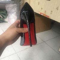 CALLA  cao gót đế đỏ da bóng màu đen 12p