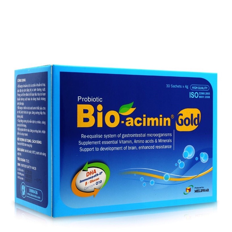 TPBVSK Cốm vi sinh Bio Acimin Gold+ - Tiêu hoá khoẻ, trẻ ăn ngon hộp 30 gói