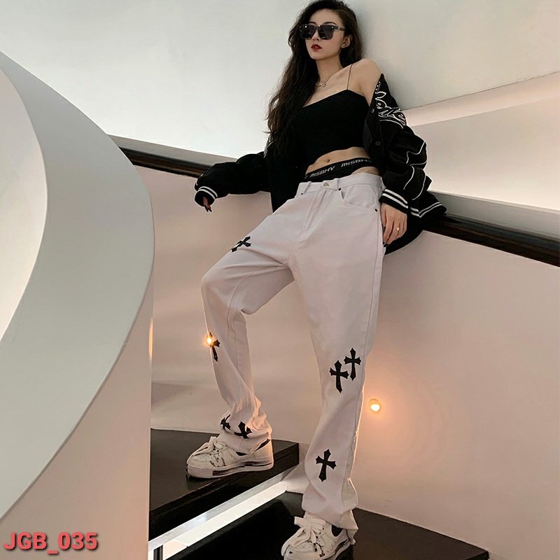 Quần baggy jean nam in thánh giá cao cấp- Quần jean ống rộng đẹp cao cấp loại 1