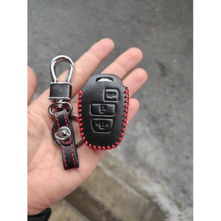 Bao da chìa khoá da theo xe vios/yaris 2018-2019 bản chìa cơ r02 chỉ đỏ - r02