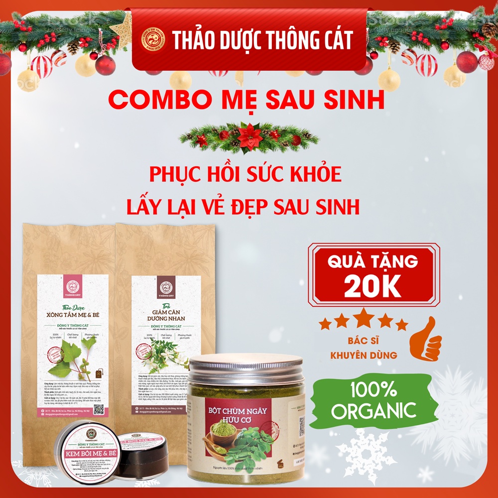 Combo cho mẹ sau sinh thảo dược Thông Cát giúp mẹ bỉm sữa giảm cân cấp tốc, eo thon, đẹp da, dưỡng trắng da mặt, lợi sữa