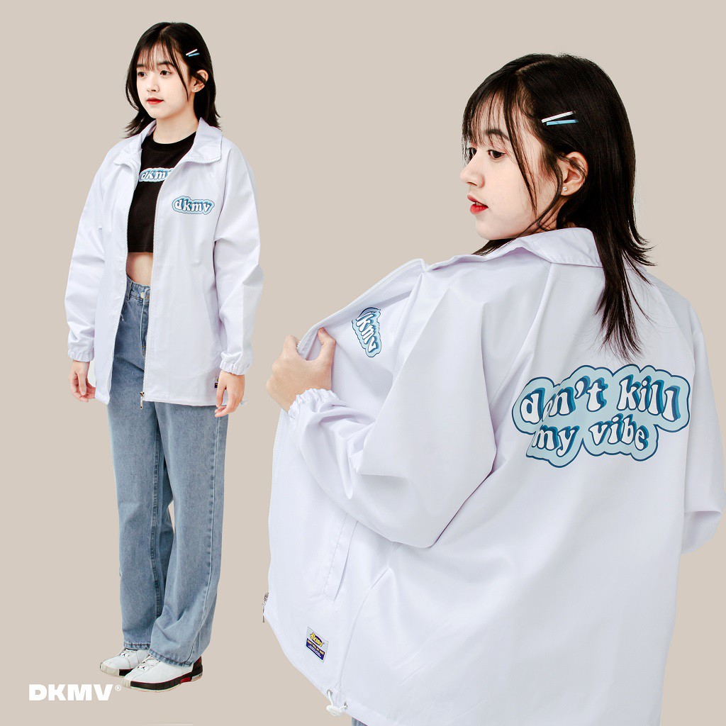 Áo khoác unisex vải dù màu đen trắng, form rộng Don't Kill My Vibe | Azure Jacket