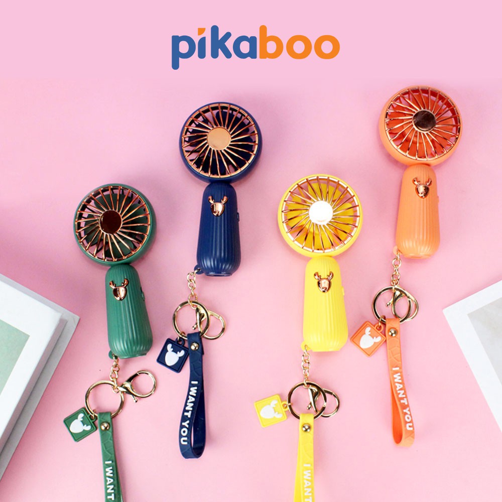 Quạt sạc cầm tay mini Pikaboo có 4 gam màu pastel hiện đại kích thước nhỏ gọn gió mát bằng chất liệu nhựa ABS