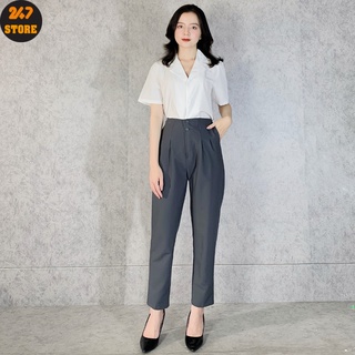( Ảnh thật ) Quần baggy công sở 247STORE 208 cạp cao vải tuyết mưa cao cấp