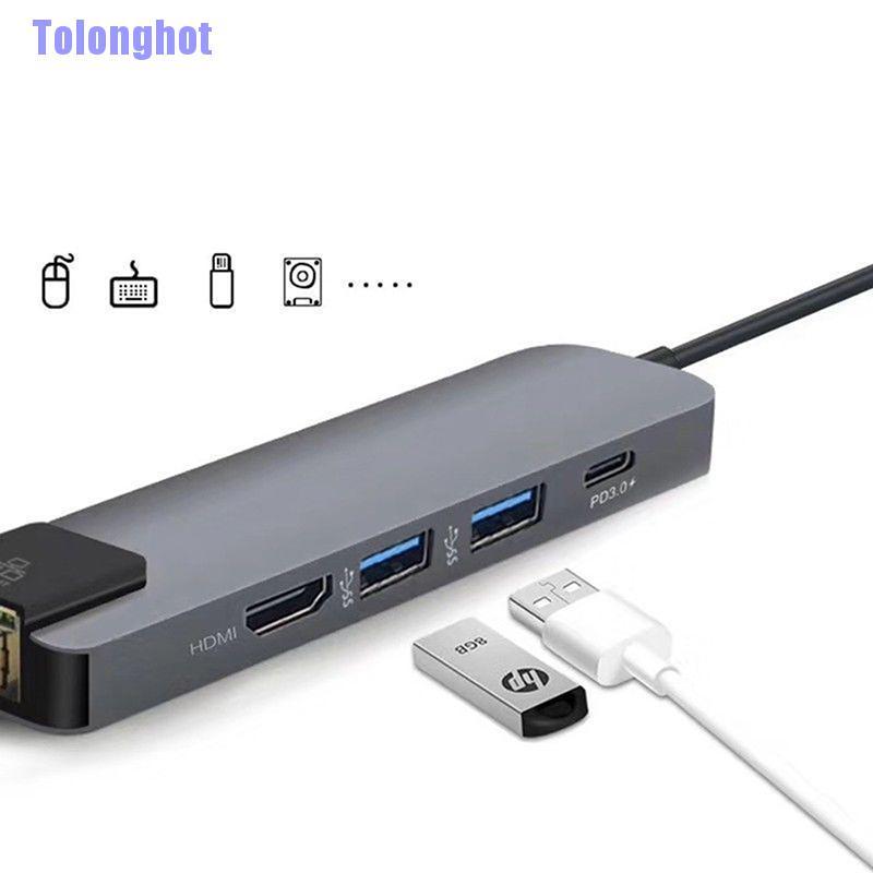 Bộ Chuyển Đổi 5 Trong 1 Usb Type C Hub Hdmi 4k Sang Gigabit Ethernet Rj45 Lan