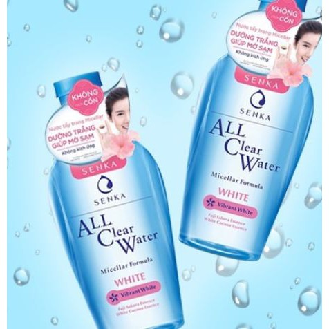 Nước Tẩy Trang Không cồn Dưỡng Trắng Da Chiết Xuất Hoa Anh Đào Senka All Clear Water Micellar Formula #White