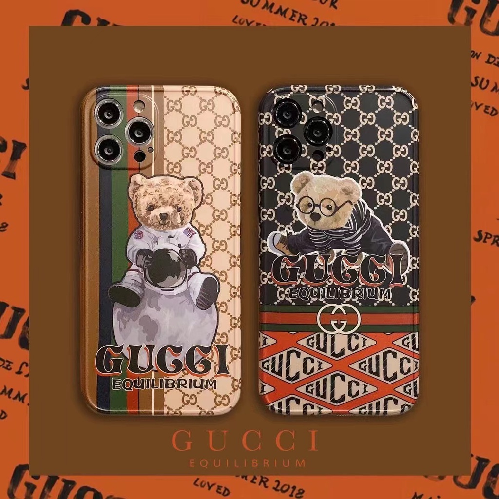 Ốp Điện Thoại In Hình Gấu GUCCI Sang Trọng Cho iphone 13 Pro Max i13 13pro i11 11ProMax i11 iX XR Xs Max 7plus 8plus 12Pro 12 Pro Max
