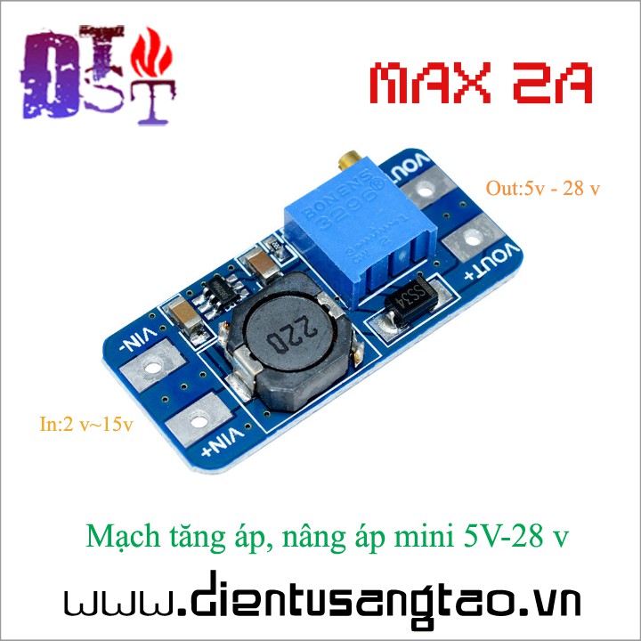 Mạch tăng áp, nâng áp mini MT3608 5V-28V ✅  ⚡