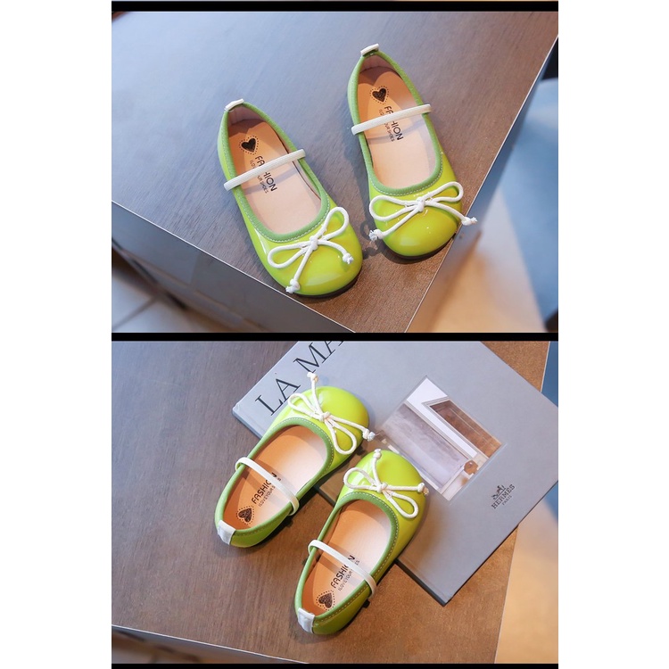 Giày Búp Bê Da Đế Bằng Phong Cách Công Chúa Cho Bé Gái
