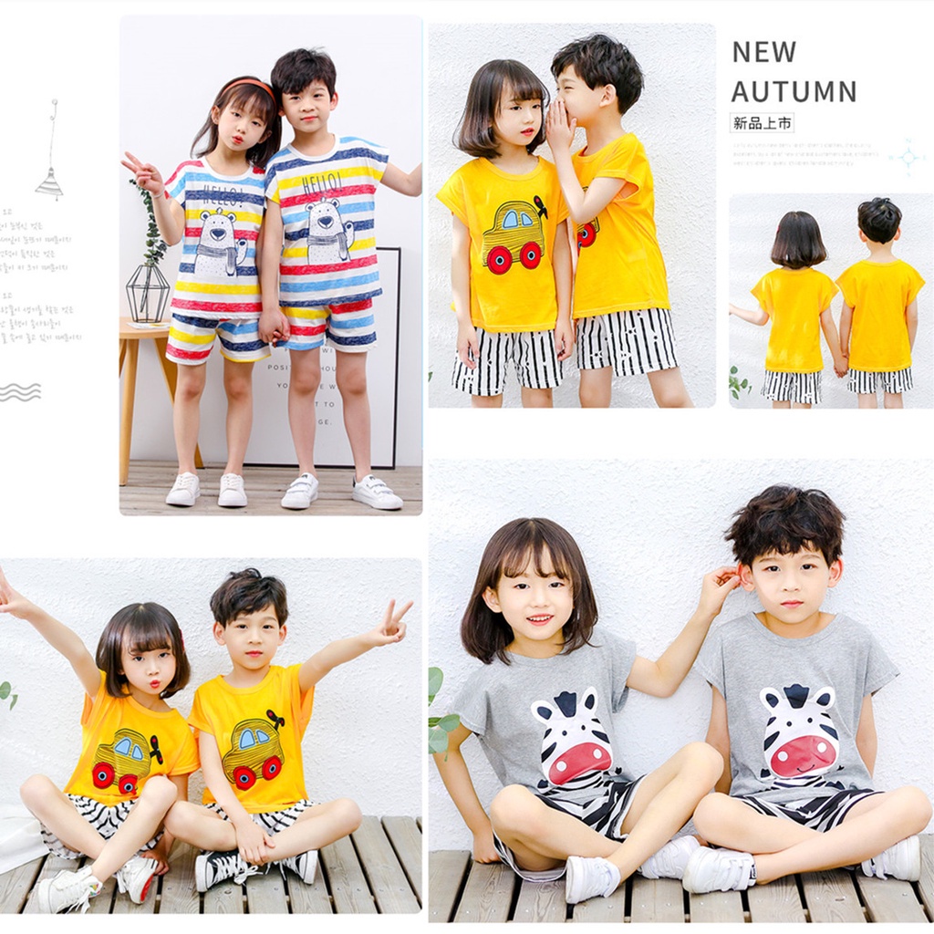 Bộ Quần Short Và Áo Thun In Hình Hoạt Hình Cho Bé Trai 100-150cm