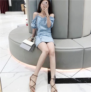 Đầm caro xanh bèo [kèm hình chụp thật]