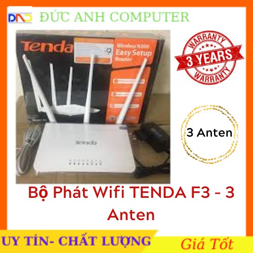 Bộ Phát Wifi TENDA F3 - 3 Anten - Phát Sóng Cực Tốt - Chính Hãng Bảo Hanh 2 năm