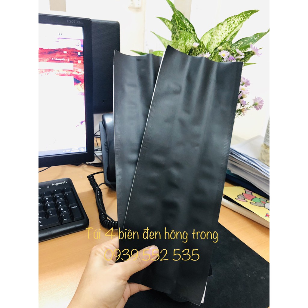 [1kg/size] túi cafe 4 biên màu đen - hông trong