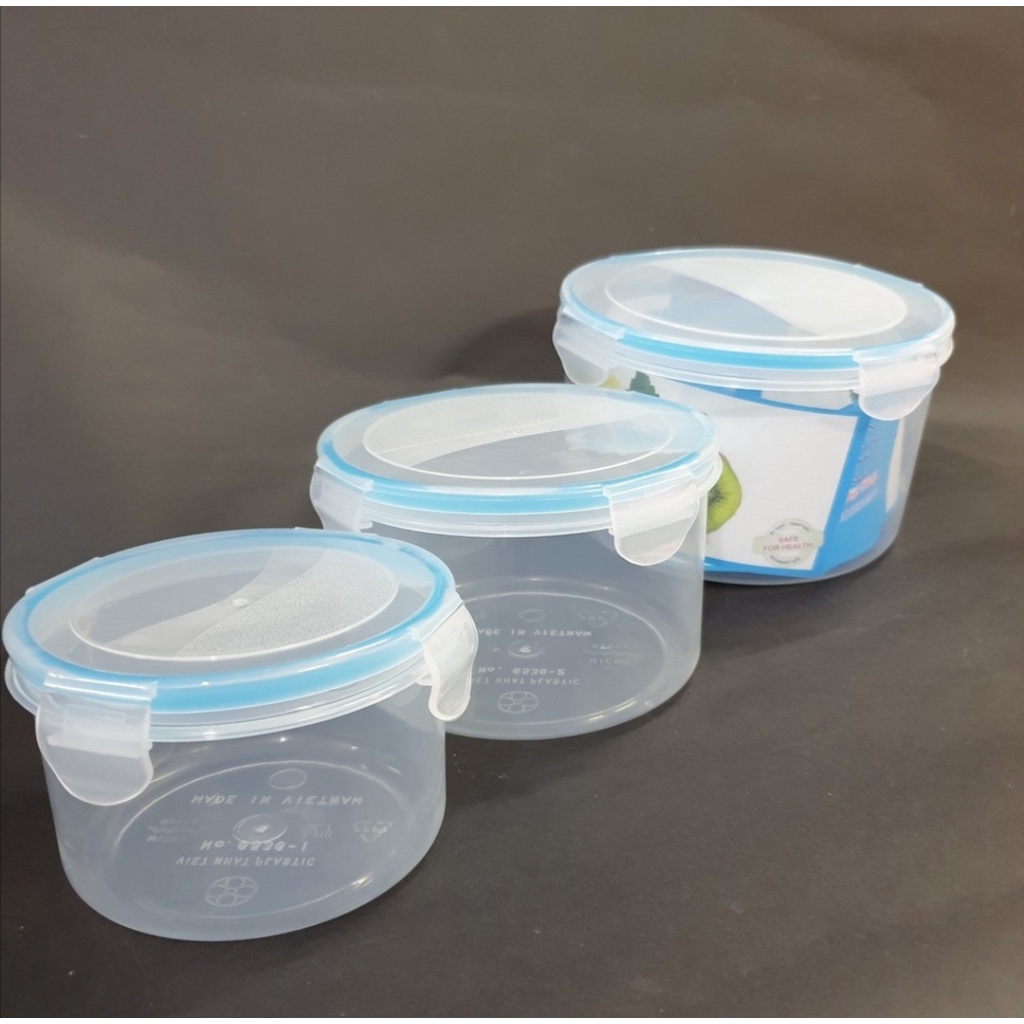 Bộ 3 hộp đựng thực phẩm nhựa Việt Nhật. kích thước: 20x14x9 cm. 18x12x7,5 cm 15,5x11x6 cm. Hộp bảo quản thức ăn