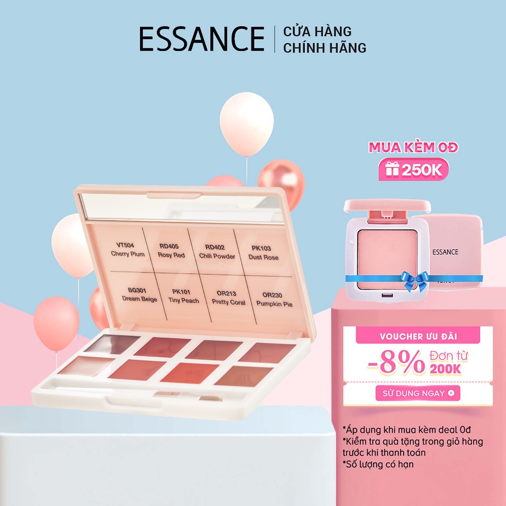 Bảng son lỳ 8 màu Essance Lip Rouge Velvet Palette 8g