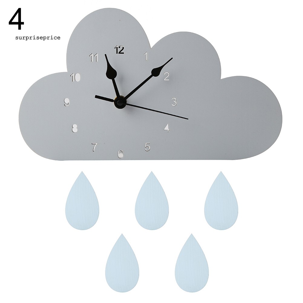 Đồng hồ treo tường hình đám mây bằng gỗ dễ thương