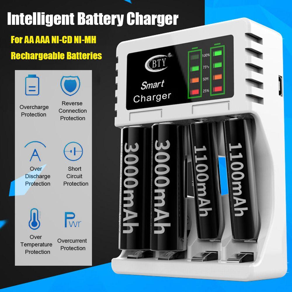 BTLIMER Đế Sạc Pin AA AAA NI-CD NI-MH Có Đèn LED Báo Hiệu Thông Minh Tiện Dụng