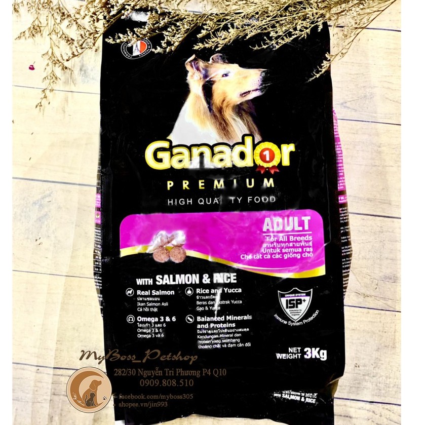 GANADOR - thức ăn hạt cho chó vị cá hồi 3kg