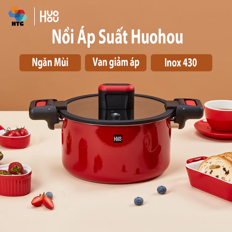 Nồi Áp Suất, Nấu Canh, Nồi Hầm Inox Cao Cấp 6 Lít Xiaomi Huohou Thế Hệ Mới, sử dụng mọi loại bếp