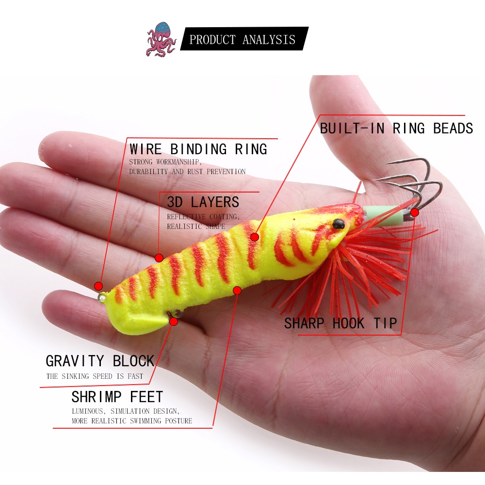 MUVAKO Mồi Câu Cá Nhân Tạo Hình Mực Mềm 90MM/21g Có Lưỡi Câu