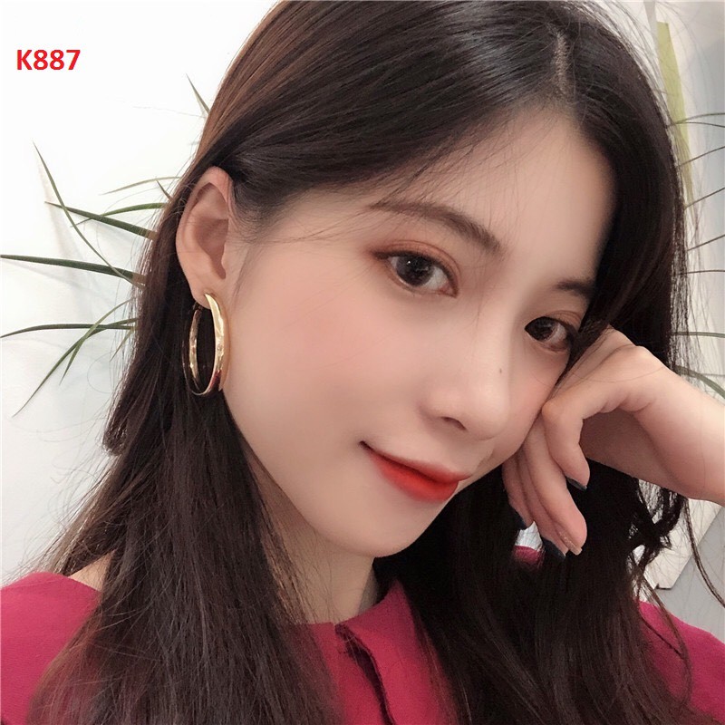 Khuyên tai tròn bản mỏng đường kính to K887 Maycorner