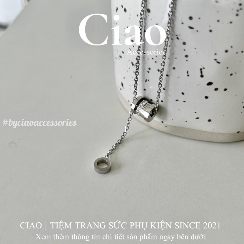 [HOẢ TỐC 1H] Dây chuyền/ Vòng cổ titan không gỉ thiết kế đính đá mã 76 phong cách Ciao accessories