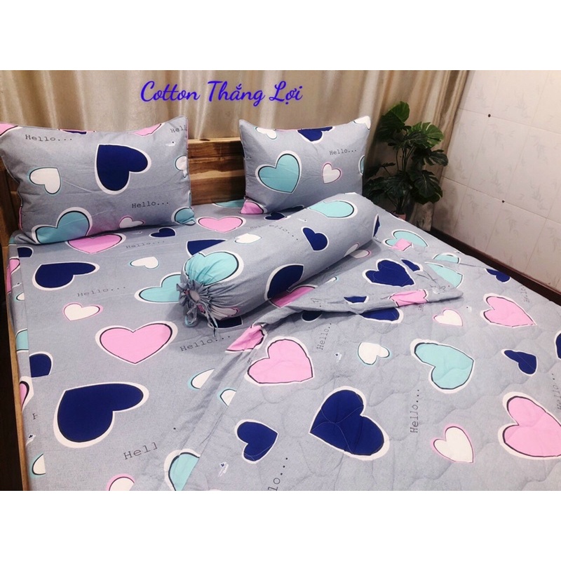 SET 5 MÓN {size drap 1m6,1m8}VẢI COTTON THẮNG LỢI 100% CÓ LOGO CTY