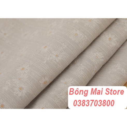 [100*140cm] Khăn trải bàn vải linen họa tiết hoa cúc có tai treo phong cách vintage cổ điển [T050]