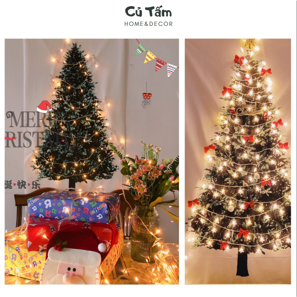 Tranh vải treo tường họa tiết Giáng sinh, tranh Noel decor nhà cửa họa tiết cây thông Giáng Sinh - cutam.homedecor