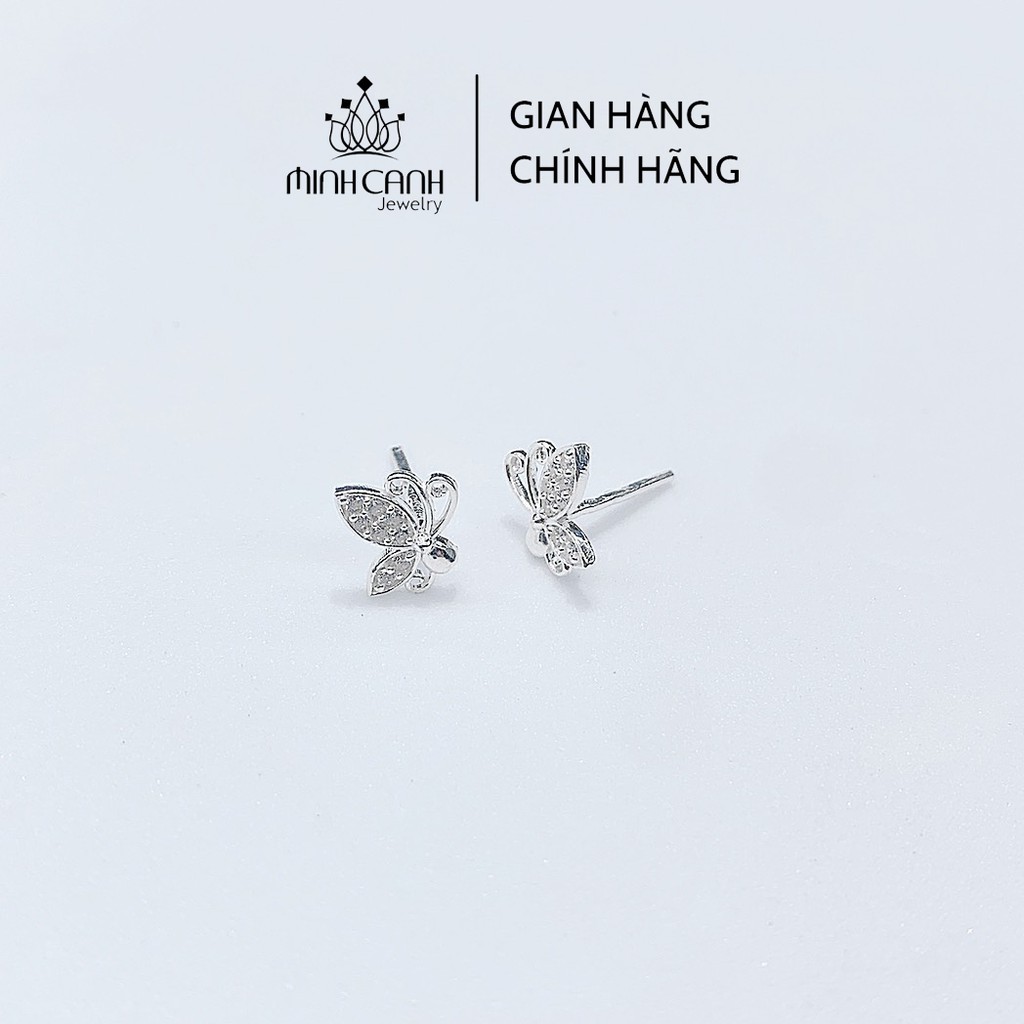 Khuyên Tai Bạc Nữ Hình Cánh Bướm Đính Đá - Minh Canh Jewelry