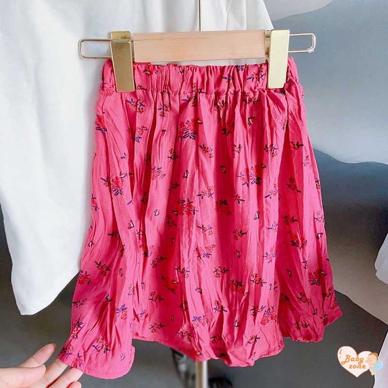 Set Áo Hoa Và Chân Váy Xếp Ly Phong Cách Hàn Quốc Cho Bé Gái
