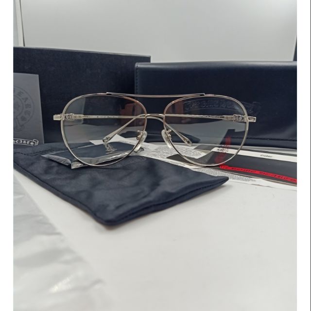 (Follow shop giảm 10% )Gọng kính kim loại chromeheart frame japan logo bạc 925 cao cấp fullbox đầy đủ phụ kiện