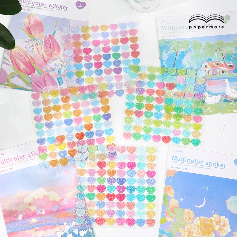 Miếng Dán Trang Trí Hình Trái Tim Nhiều Màu Sắc Cho Album Ảnh Diy