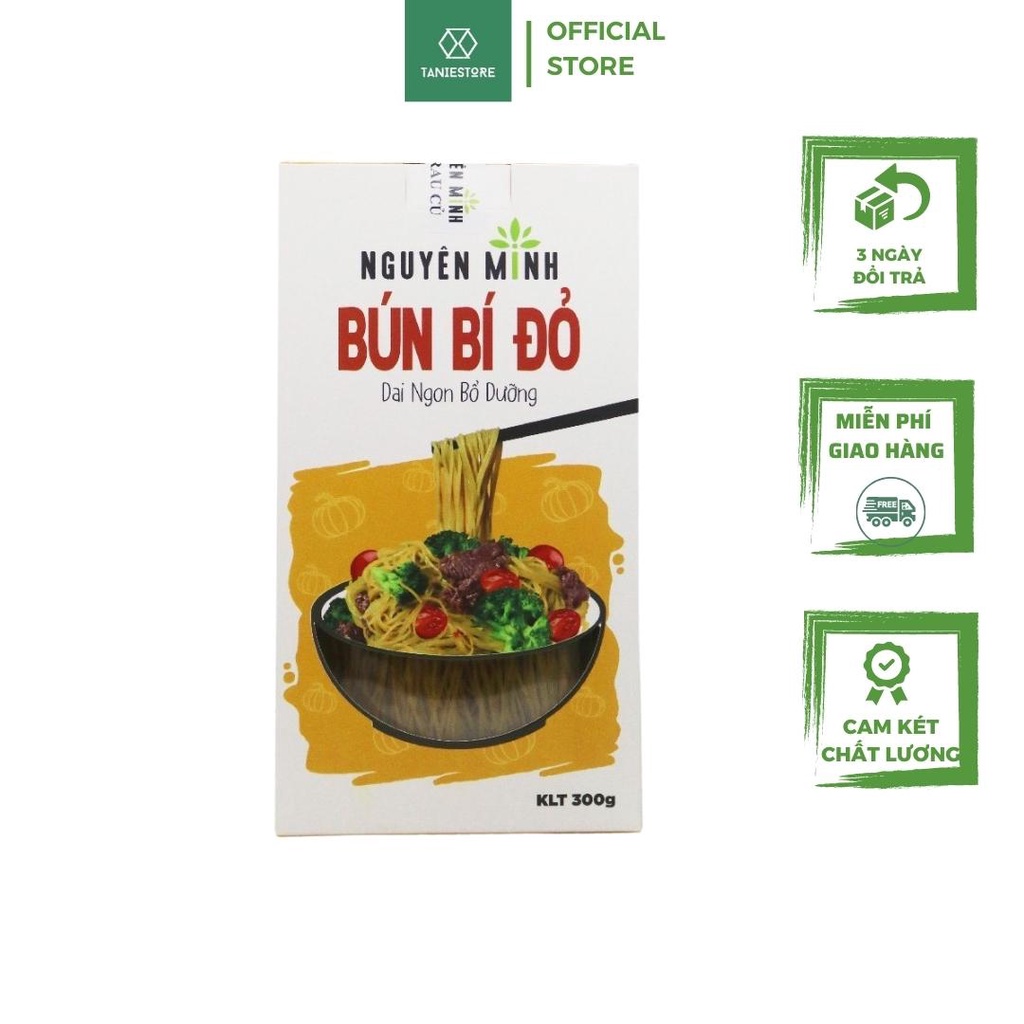 Mì rau củ, bún rau củ Nguyên Minh bí đỏ 300gram nhiều Vitamin khoáng chất, KHÔNG hóa chất