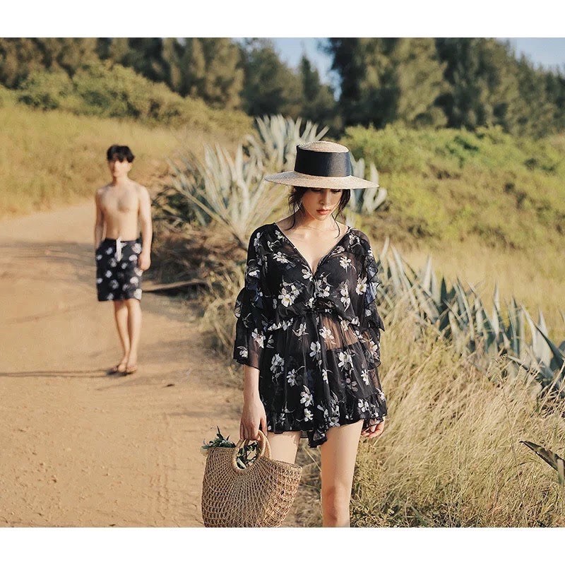 Bikini cặp đôi hoa đen | BigBuy360 - bigbuy360.vn