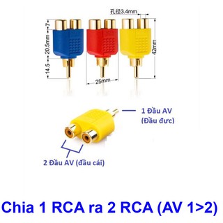 Đầu Chia Audio Jack Loa 1 ra 2 ( 1 RCA ra 2 RCA - 1 AV ra 2 AV bông sen )