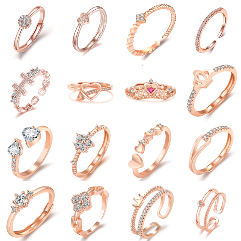 Nhẫn Hở Mạ Bạc 925 Hình Vương Miện Đính Đá Zircon